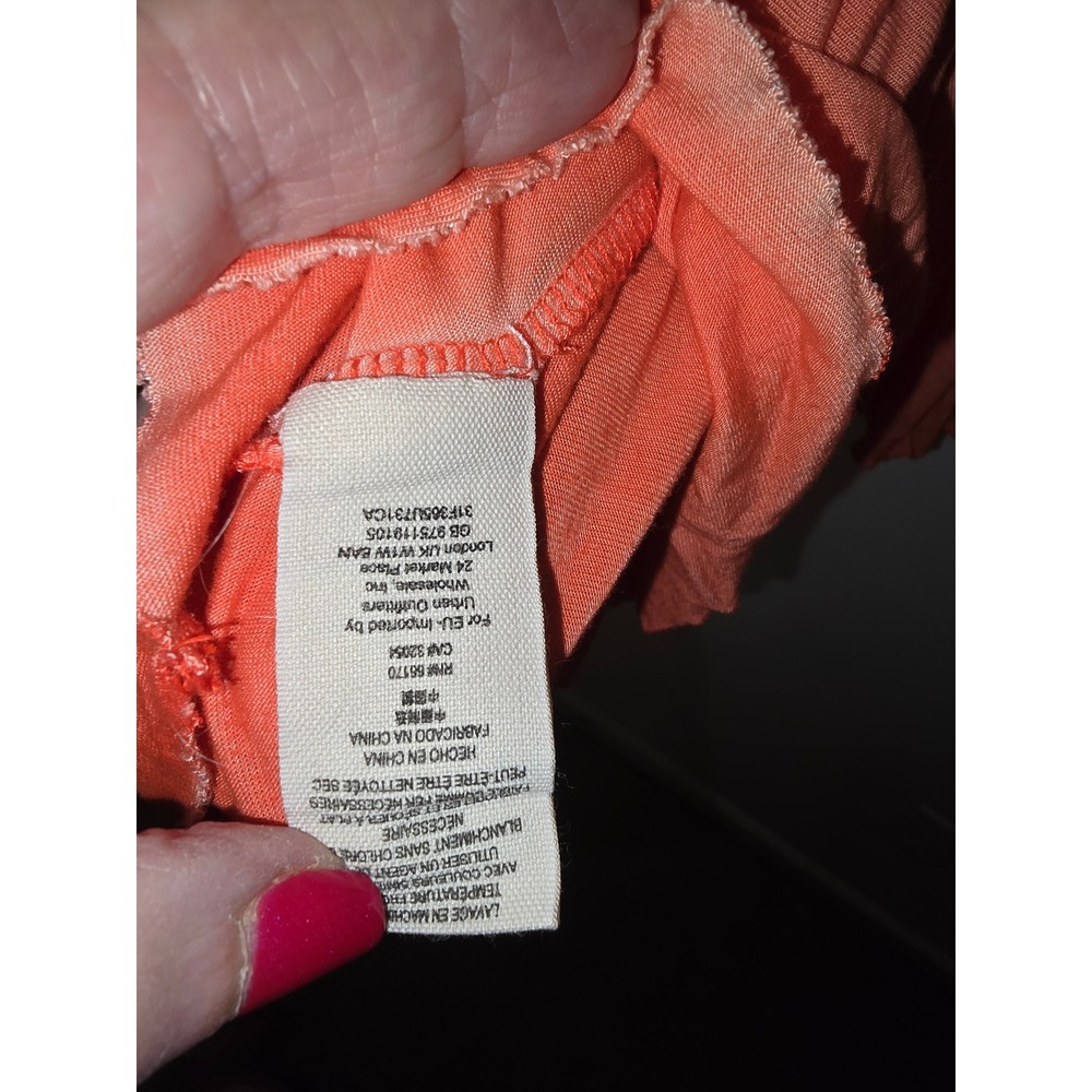Free People Coral Orange Pointelle Knit Peplum Tank Top Star Pattern Small - Picture 5 of 6